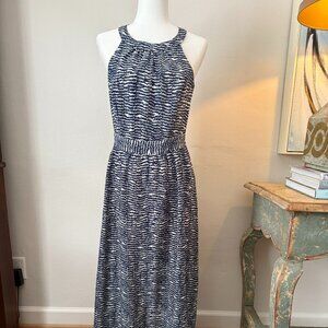 Vineyard Vines Navy Blue White Fern Print Sleeveless Maxi Dress